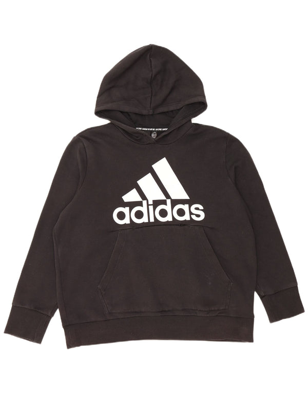 Maglione con cappuccio grafico da donna ADIDAS UK 24/26 2XL Cotone nero