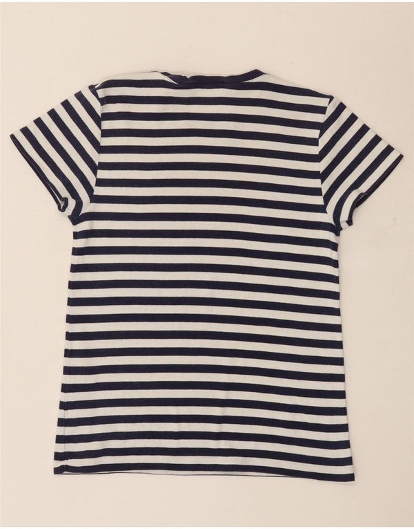 T-shirt da donna Ralph Lauren Top UK 14 grande cotone a righe bianche nautico