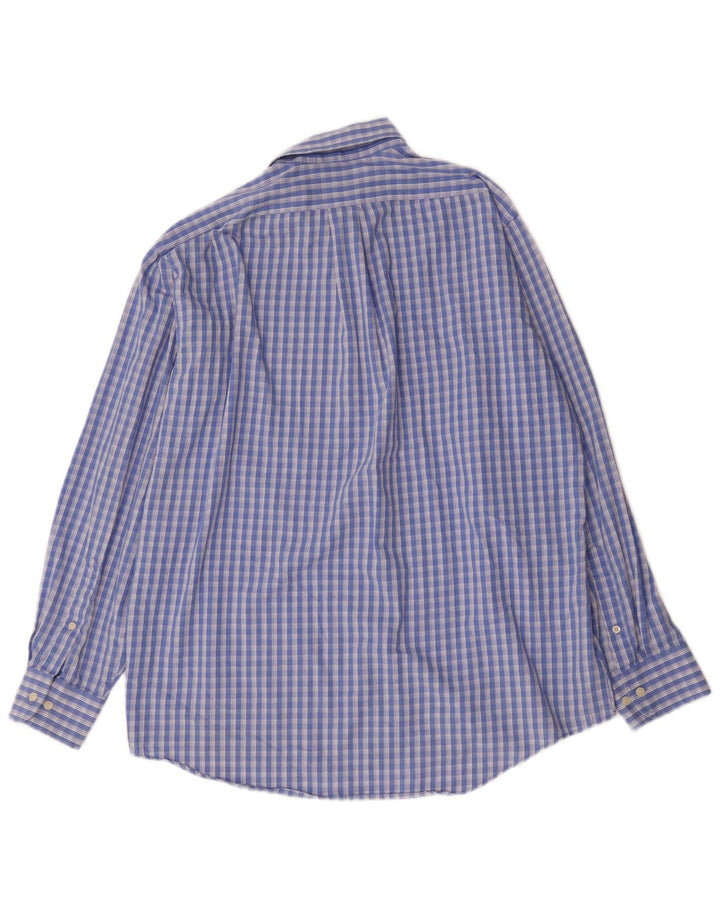 Camicia da uomo dalla vestibilità classica Chaps taglia 16 1/2 grande cotone a quadri blu