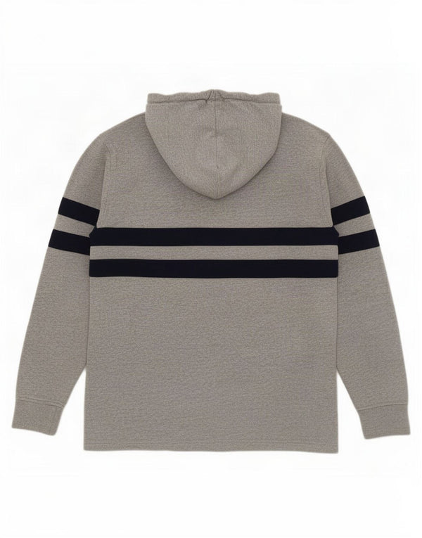 Tommy Hilfiger Maglia da uomo con cappuccio a maniche lunghe in cotone a righe grigie di grandi dimensioni