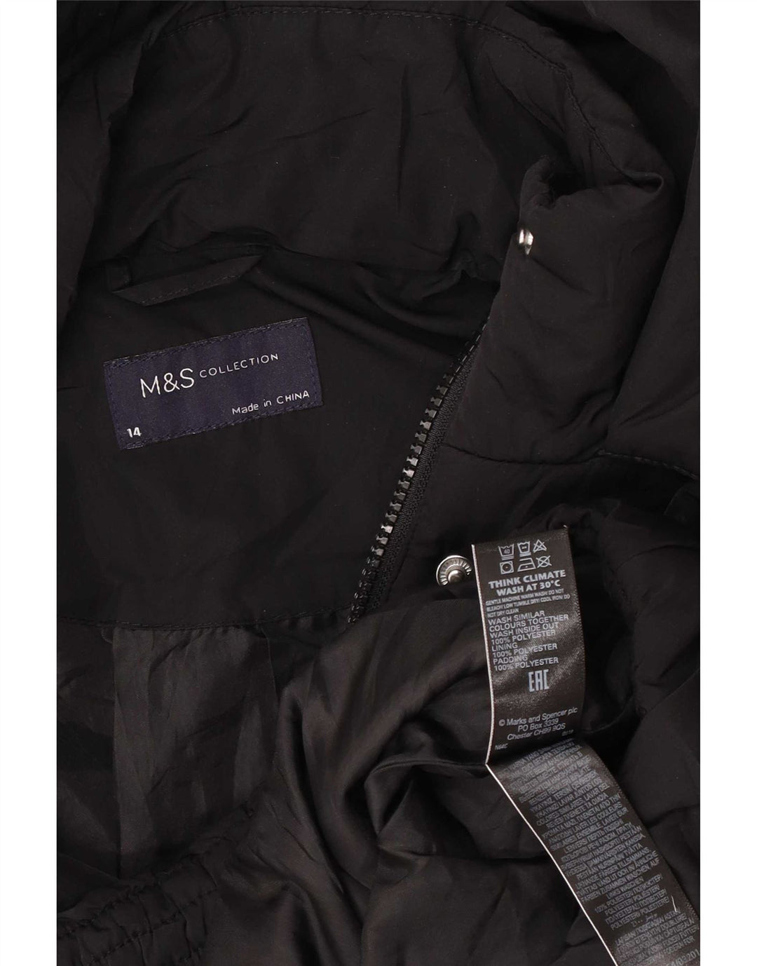 Giacca imbottita oversize con cappuccio da donna Marks & Spencer UK 14 grande nera