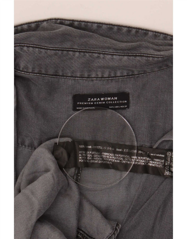 Maglia pullover oversize da donna Zara a mezza manica UK 16 Large Lyocell grigio