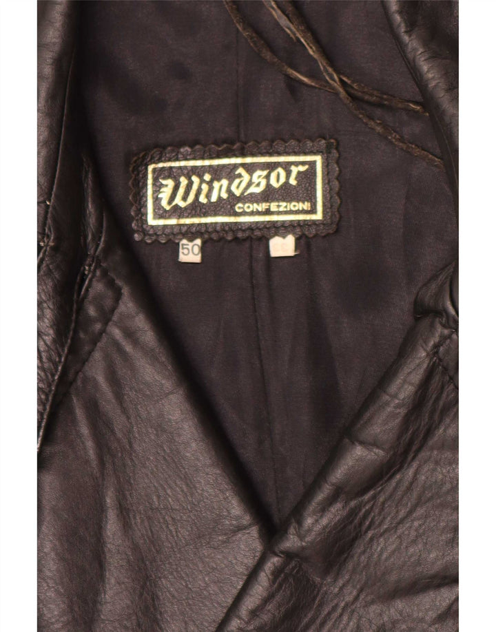 Cappotto in pelle doppiopetto da uomo Windsor IT 50 Large Nero