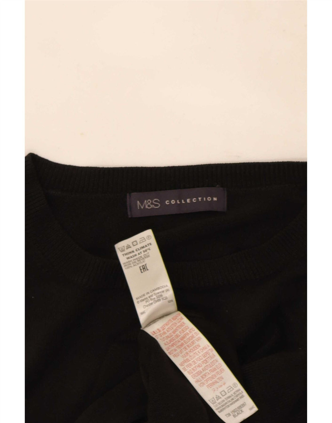 Maglione maglione girocollo da donna Marks & Spencer UK 14 acrilico nero medio