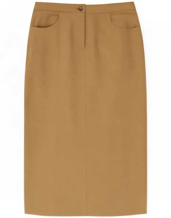 Gonna midi vintage da donna UK 14 grande W32 Poliestere beige