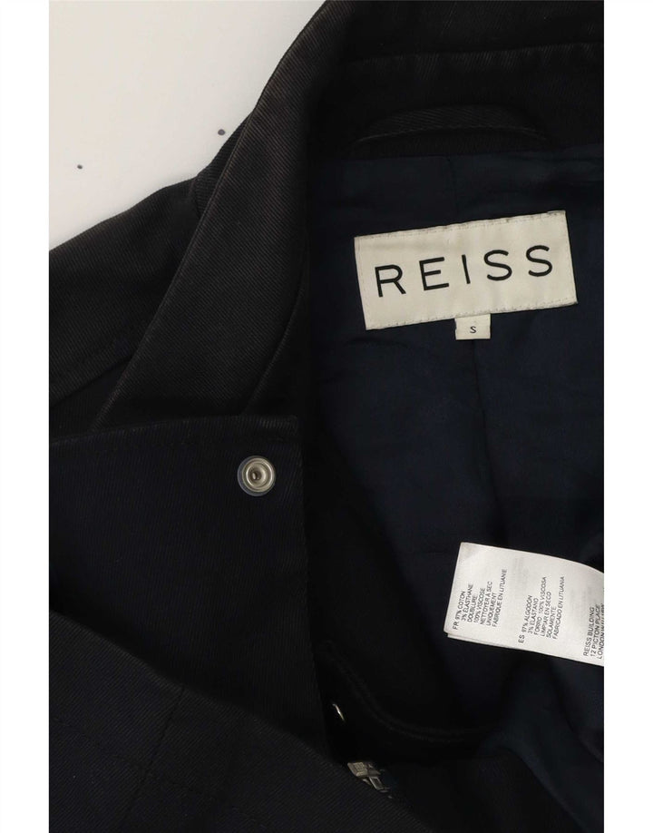 Reiss Giubbotto bomber da uomo UK 36 piccolo blu navy in cotone