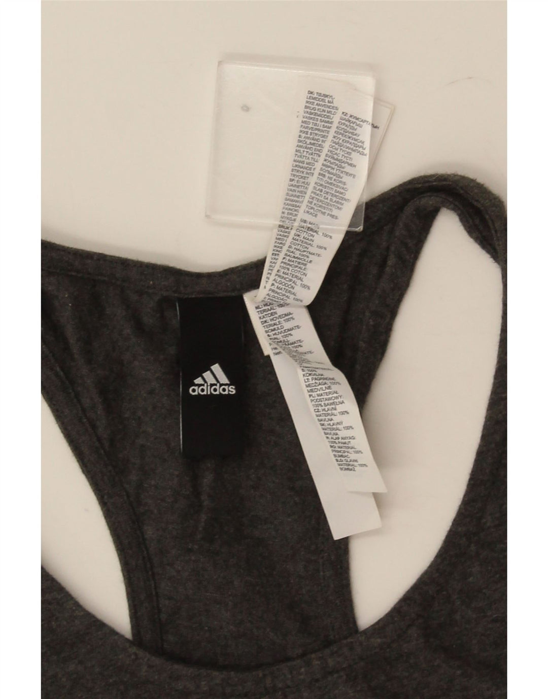 Canotta grafica da donna Adidas UK 12/14 Cotone grigio medio