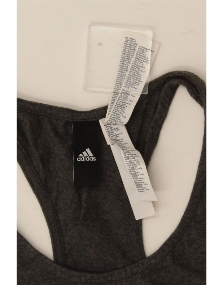 Canotta grafica da donna Adidas UK 12/14 Cotone grigio medio