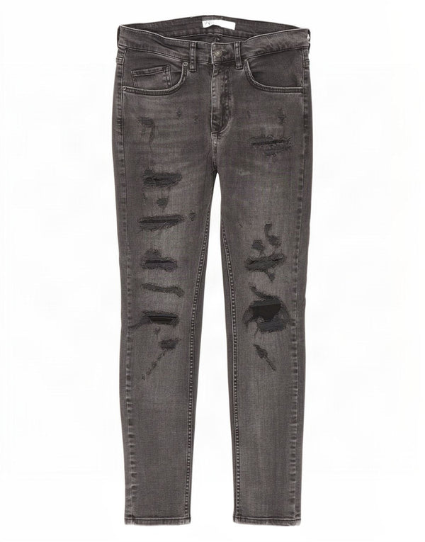 Jeans skinny effetto consumato Zara da uomo EU 40 medio W31 L29 cotone grigio