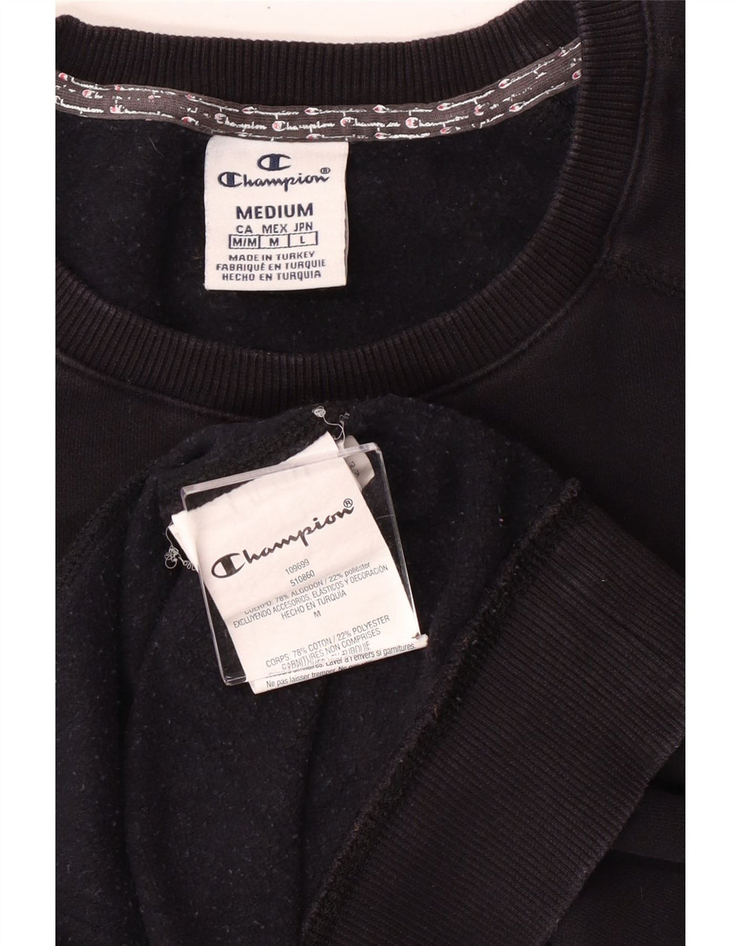 Felpa con grafica da donna CHAMPION Maglione UK 14 Cotone nero medio