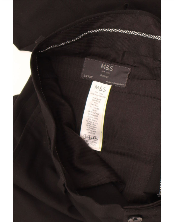 Pantaloni da abito skinny da uomo Marks & Spencer W34 L31 poliestere nero