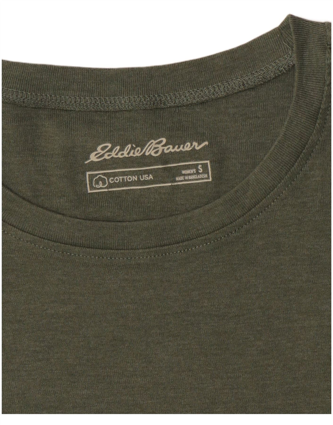 T-shirt da donna EDDIE BAUER UK 10 piccola in cotone kaki