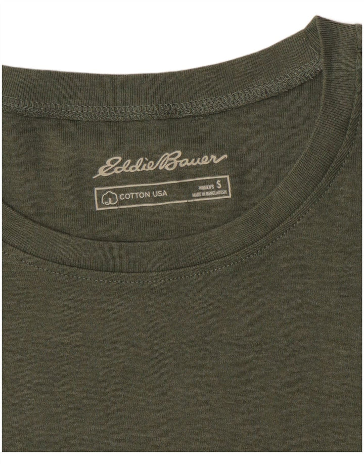 T-shirt da donna EDDIE BAUER UK 10 piccola in cotone kaki