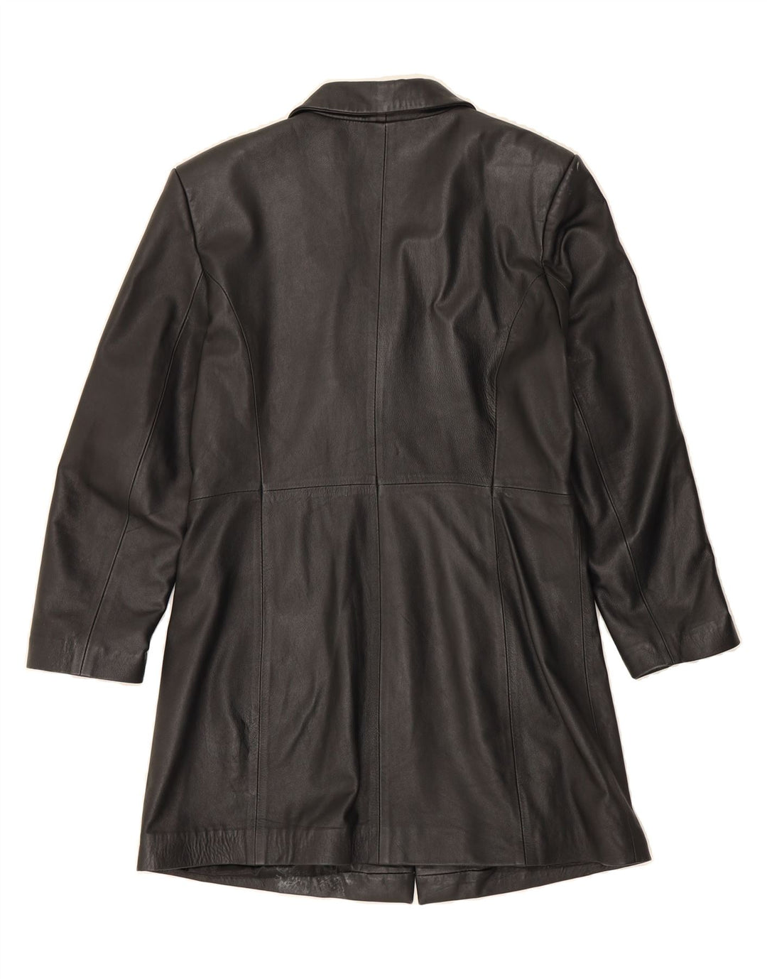VINTAGE Womens Leather Coat UK 14 Large Black Leather Vintage Vintage and Second-Hand Vintage from Messina Hembry 