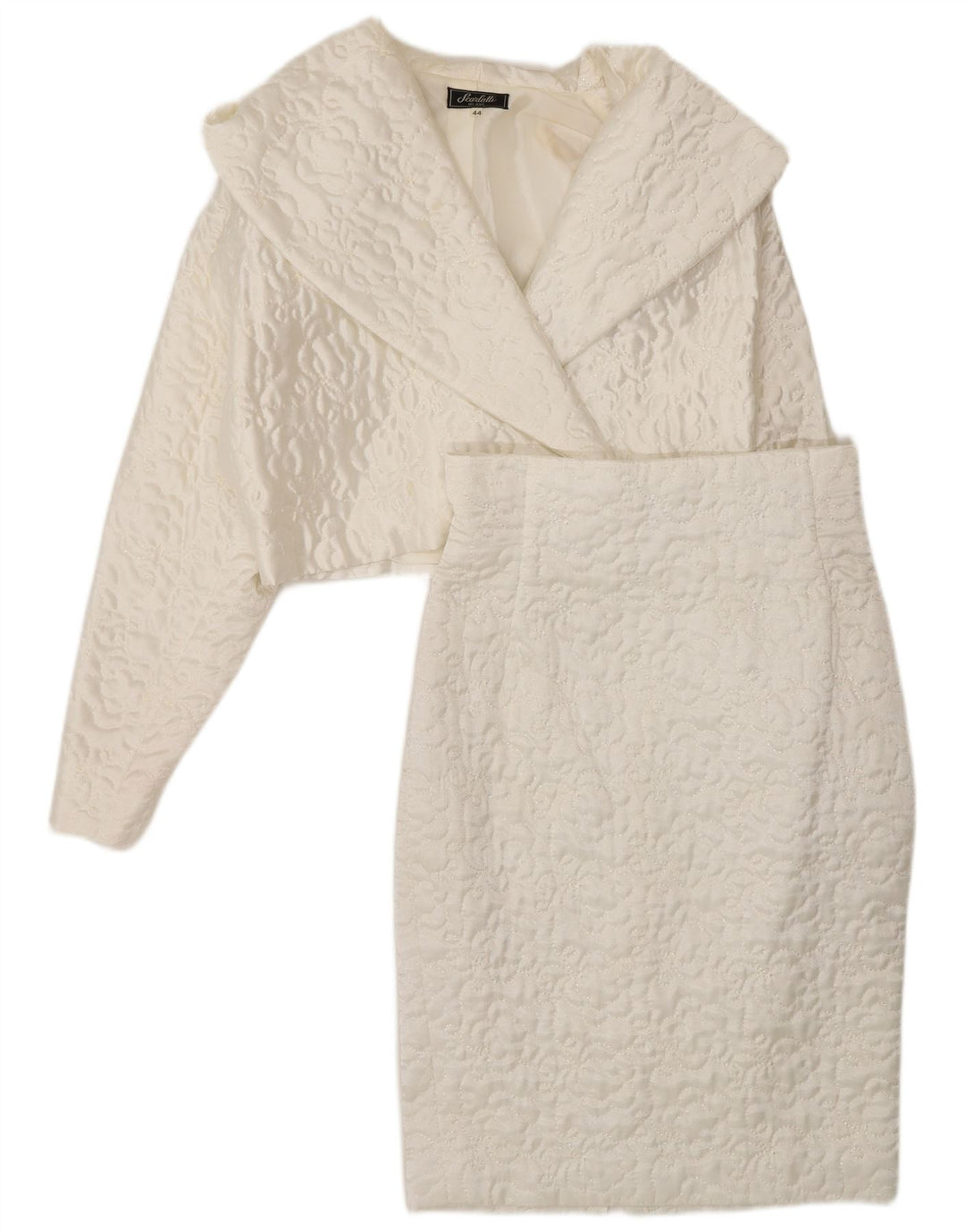 Set gonna vintage da donna in 2 pezzi IT 44 medio W28 viscosa bianca