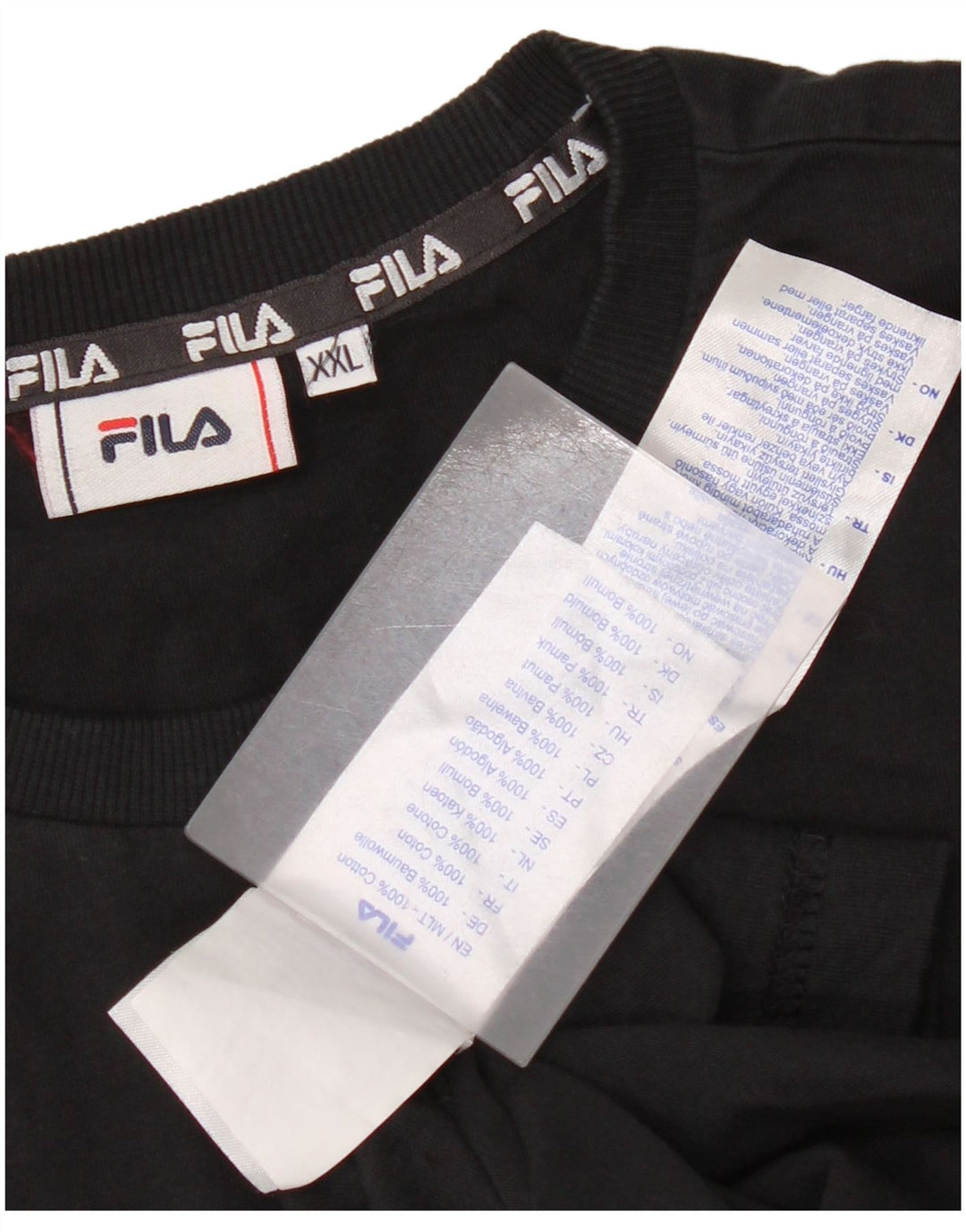 T-shirt grafica da uomo Fila Top 2XL cotone nero