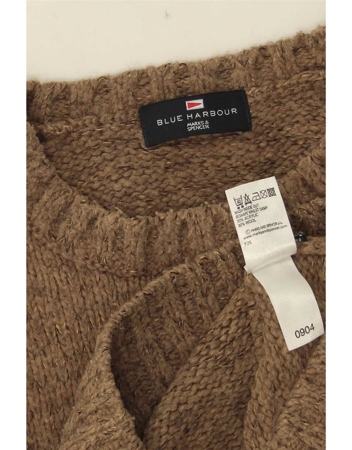 Maglione maglione girocollo da uomo Marks & Spencer blu Harbour grande marrone