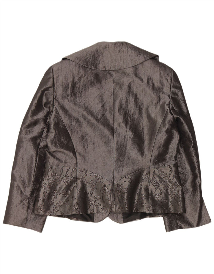 JOHN BENTLEY Cardigan da donna Top UK 14 Grande poliestere floreale grigio