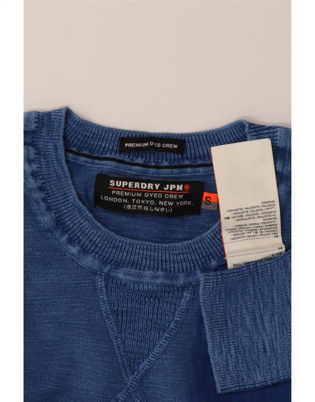 Maglione maglione girocollo da donna SUPERDRY UK 10 piccolo cotone blu