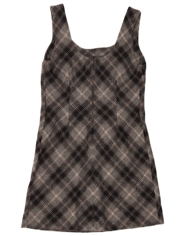 STEFANEL Womens Sleeveless Sheath Dress UK 12 Medium Grey Plaid Acrylic