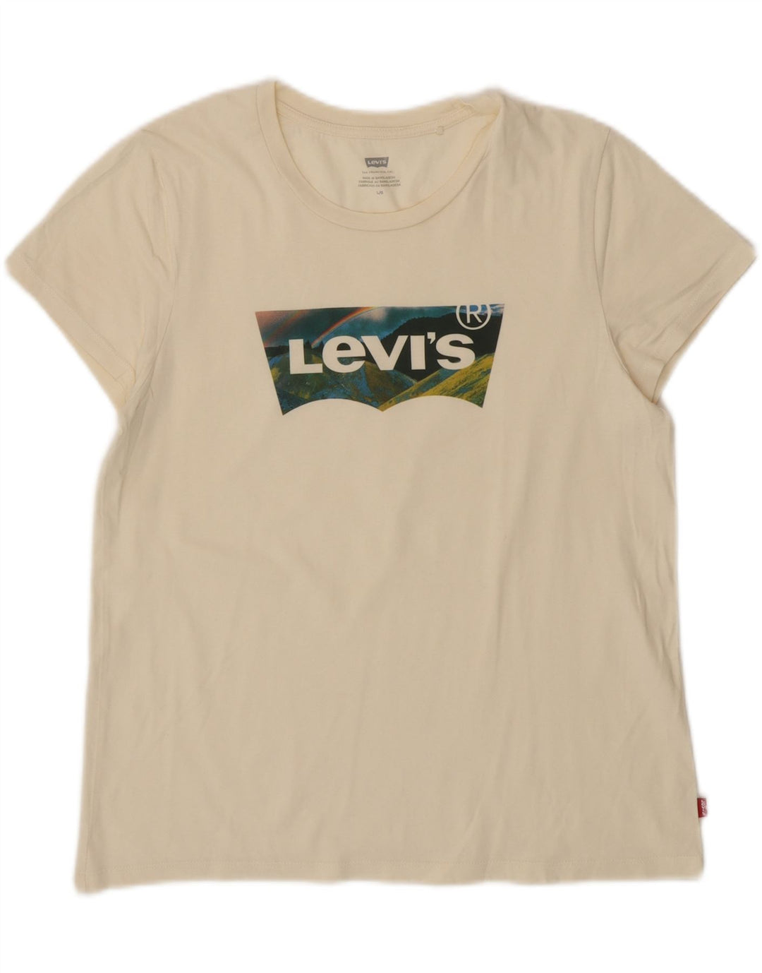 LEVI'S Womens Graphic T-Shirt Top UK 16 Large Off White