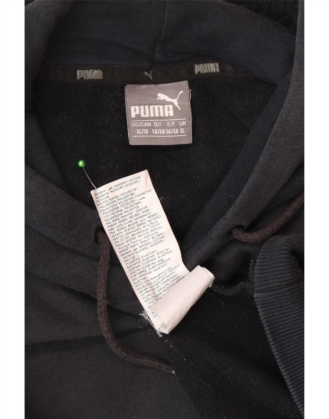 Felpa con cappuccio da uomo Puma XL in cotone nero