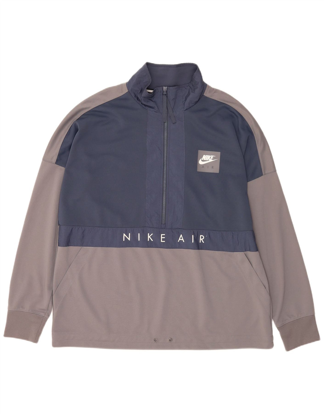 Felpa Nike da uomo con grafica con zip e collo, maglione XL, poliestere color block grigio