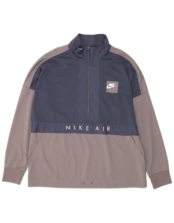 Felpa Nike da uomo con grafica con zip e collo, maglione XL, poliestere color block grigio