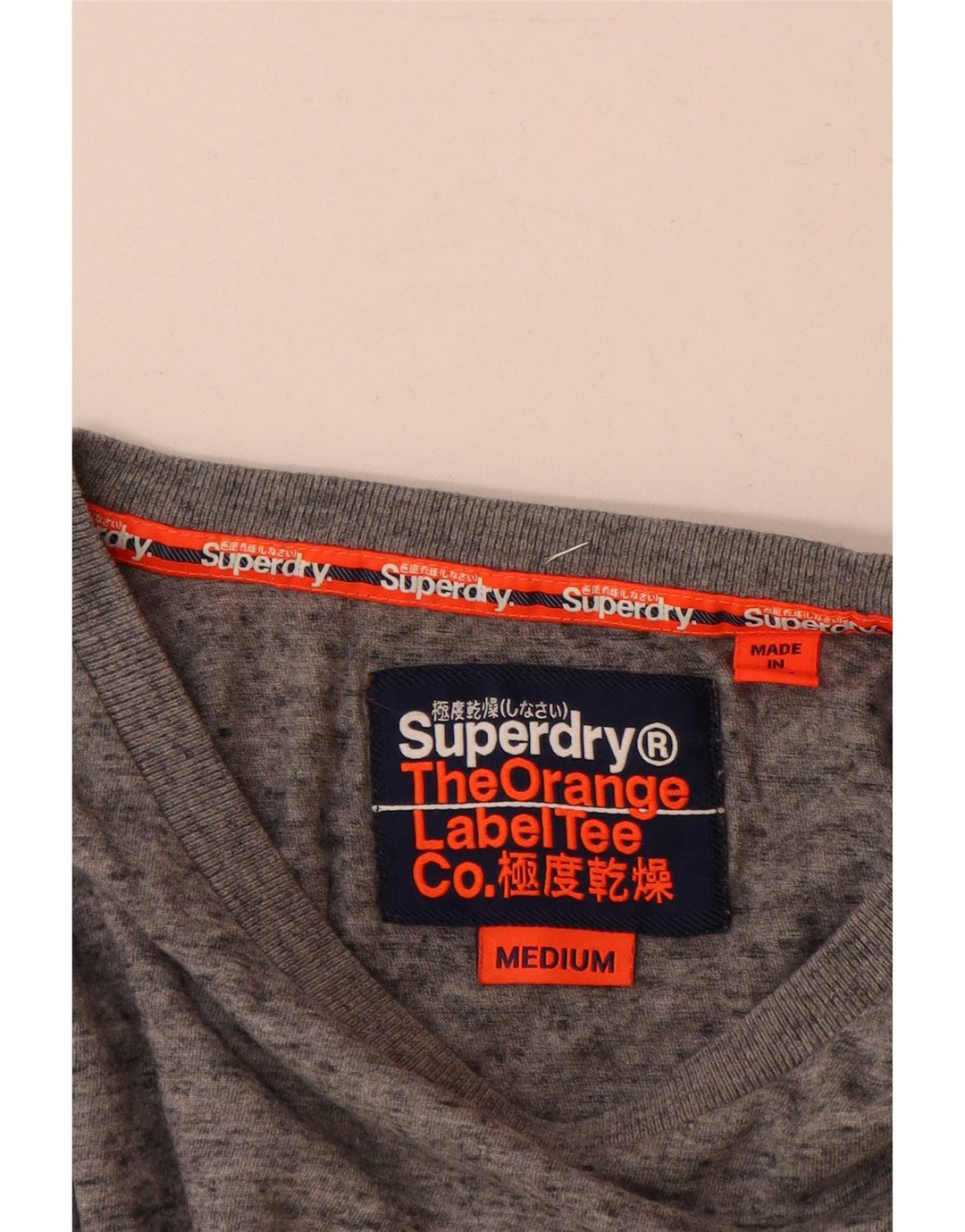 T-shirt da uomo Superdry Top in cotone chiazzato grigio medio