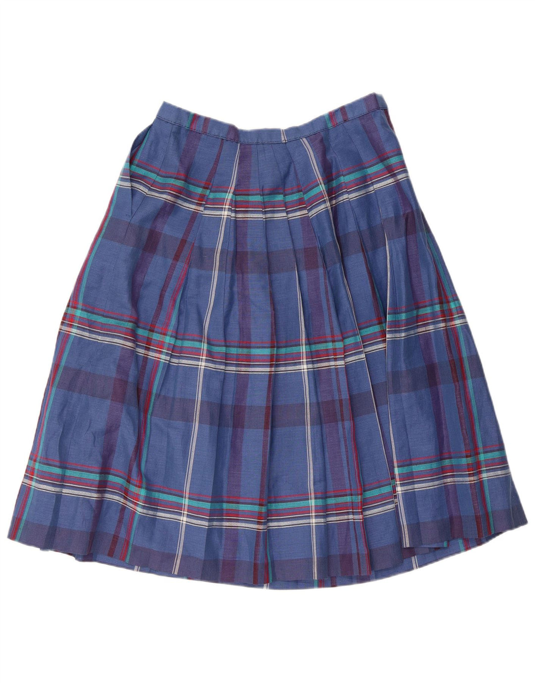 Gonna a pieghe vintage da donna W30 a quadri blu medio