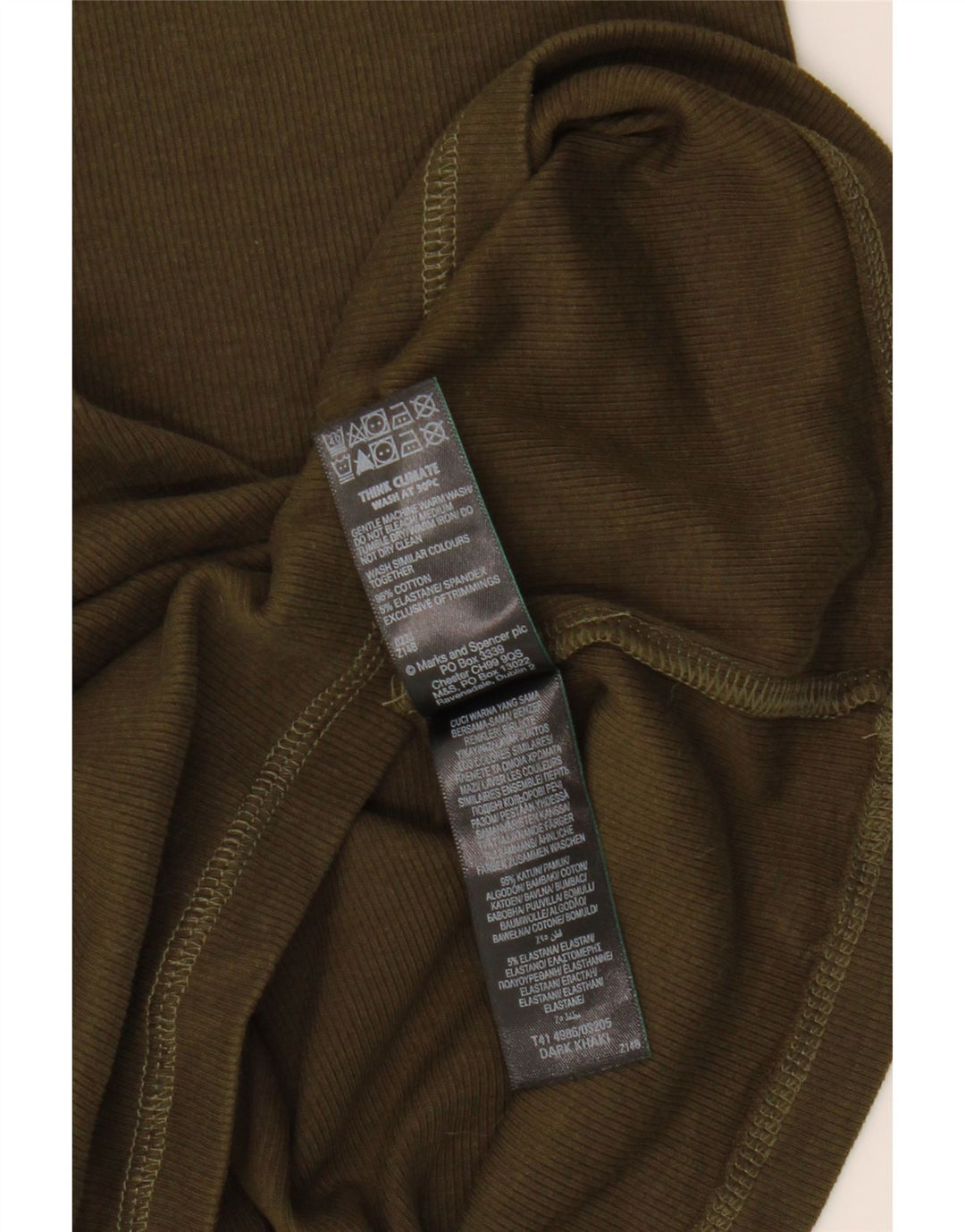 Marks & Spencer Top da donna a maniche lunghe UK 14 Large in cotone kaki