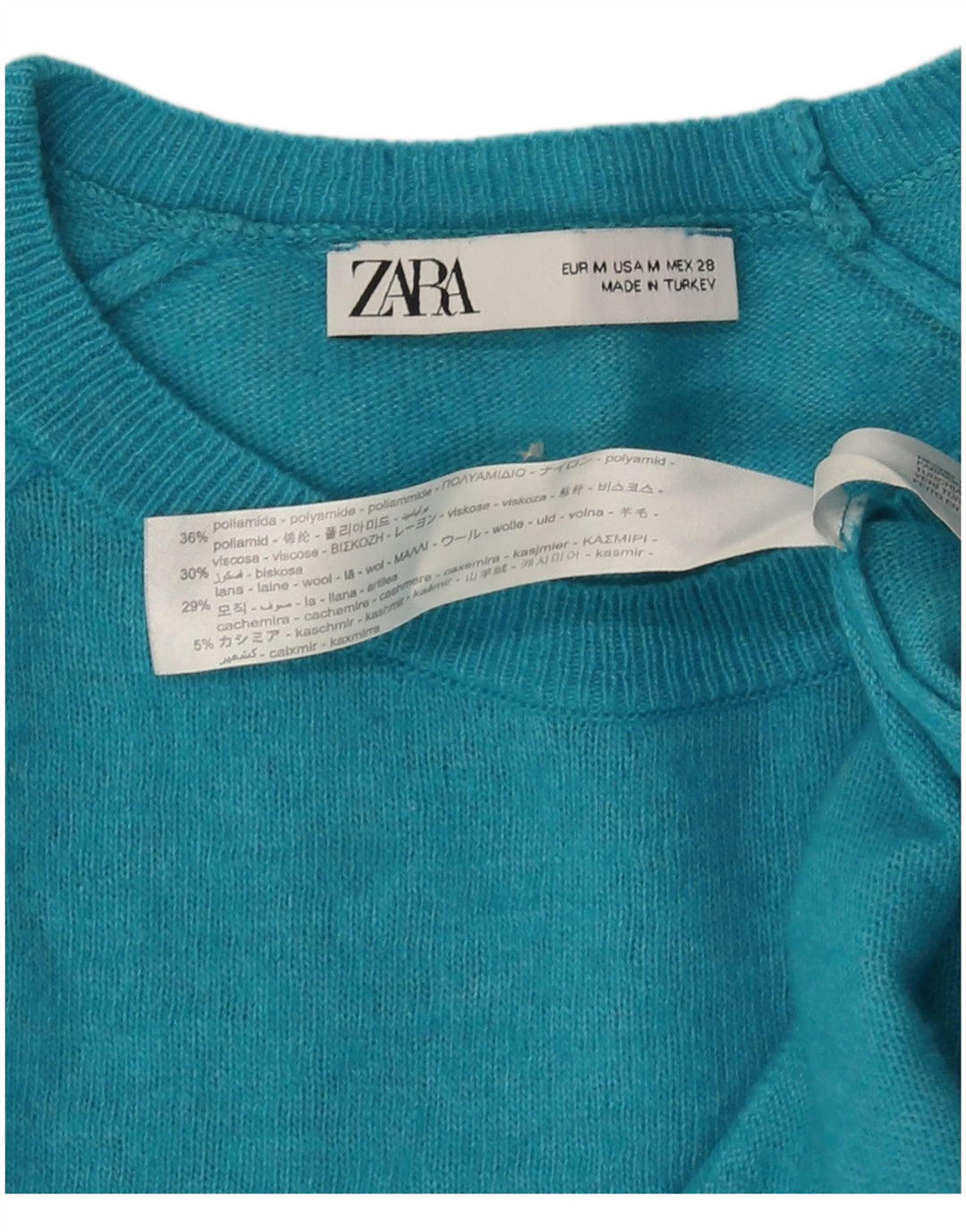 Maglione maglione girocollo da donna Zara UK 12 medio turchese poliammide