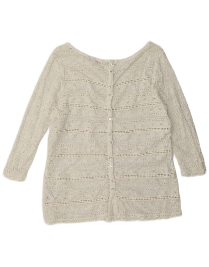 Camicetta trasparente da donna Fat Face, taglia UK 12, cotone bianco medio