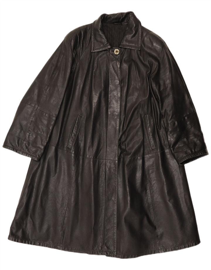 Cappotto in pelle vintage da donna IT 42 medio in pelle nera