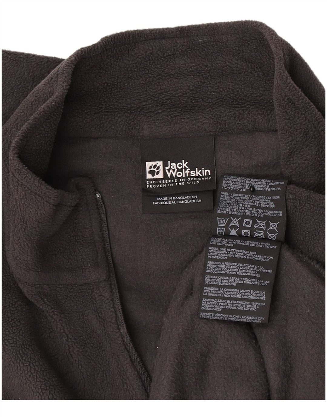 Maglione in pile da uomo con zip e collo Jack Wolfskin UK 42 grande poliestere grigio