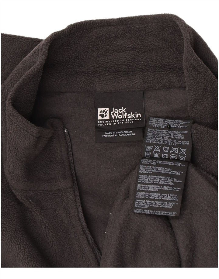 Maglione in pile da uomo con zip e collo Jack Wolfskin UK 42 grande poliestere grigio