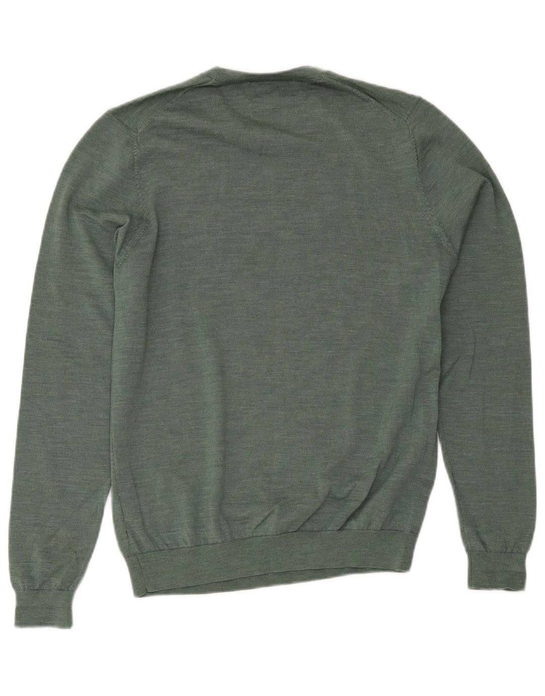 Maglione maglione girocollo da uomo Marks & Spencer verde medio in lana merino
