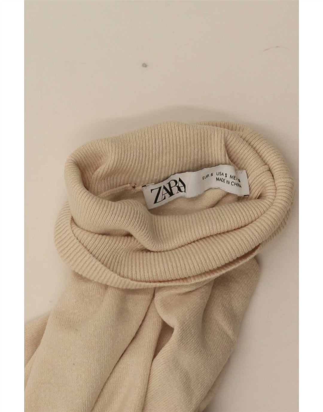 Maglione maglione collo alto da donna Zara UK 10 piccolo beige