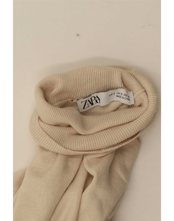 Maglione maglione collo alto da donna Zara UK 10 piccolo beige