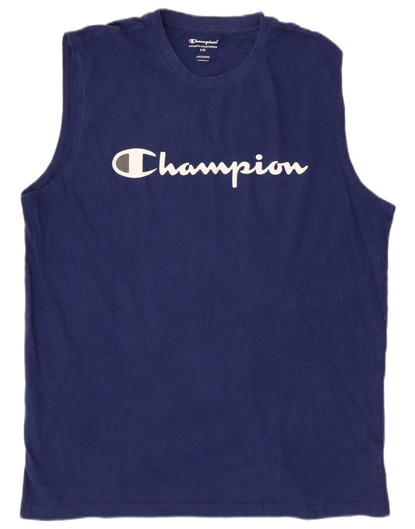 T-shirt grafica da uomo Champion Top grande in cotone blu navy