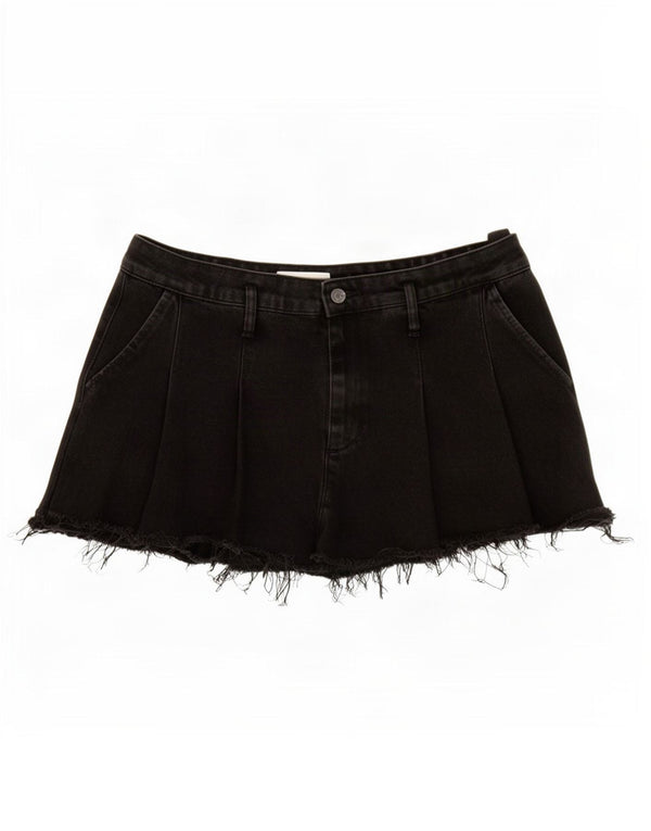 Zara Womens Mini Denim Skirt XL W32 Black Cotton