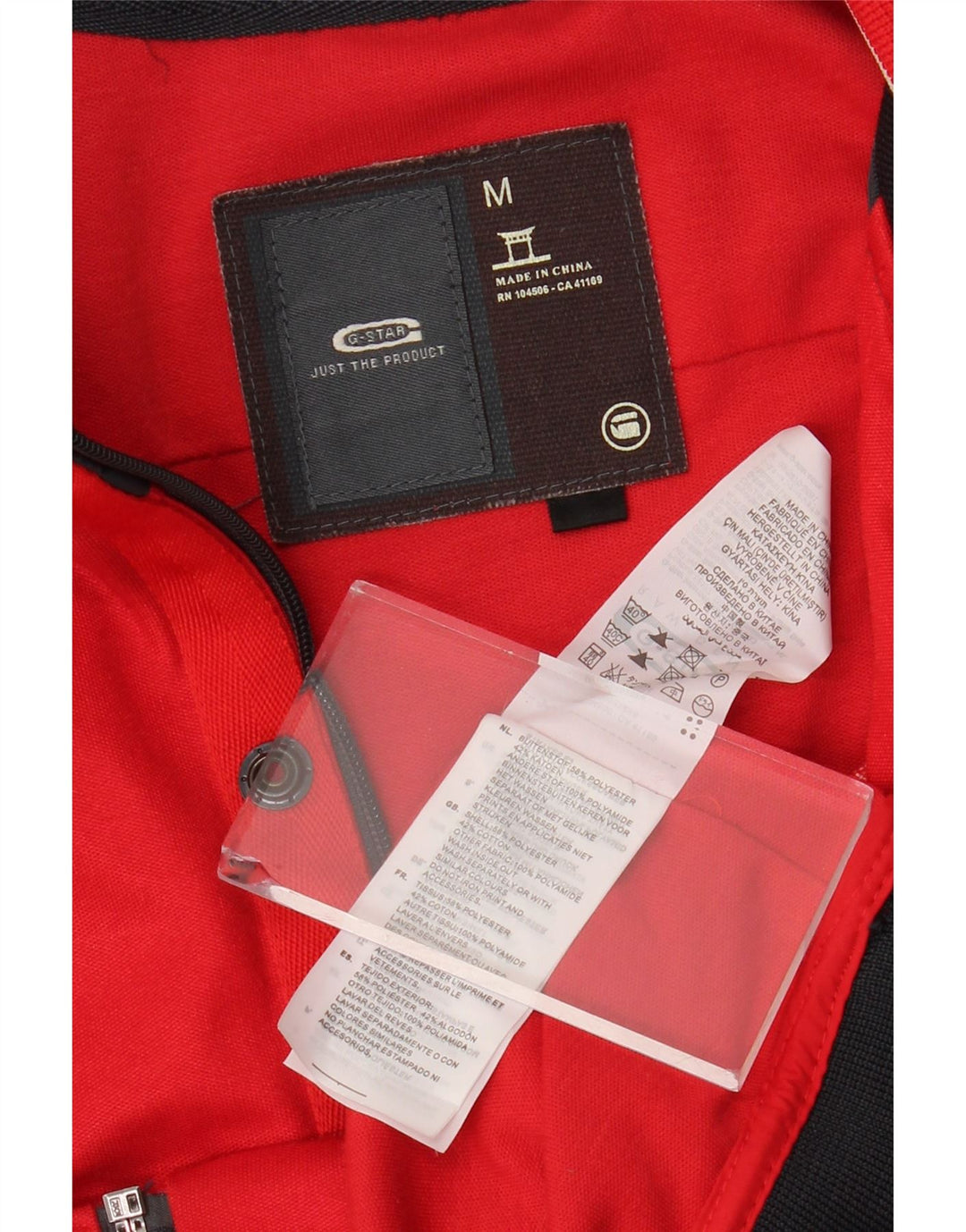 Giacca da ginnastica grafica da uomo G-STAR. Poliestere color block rosso medio