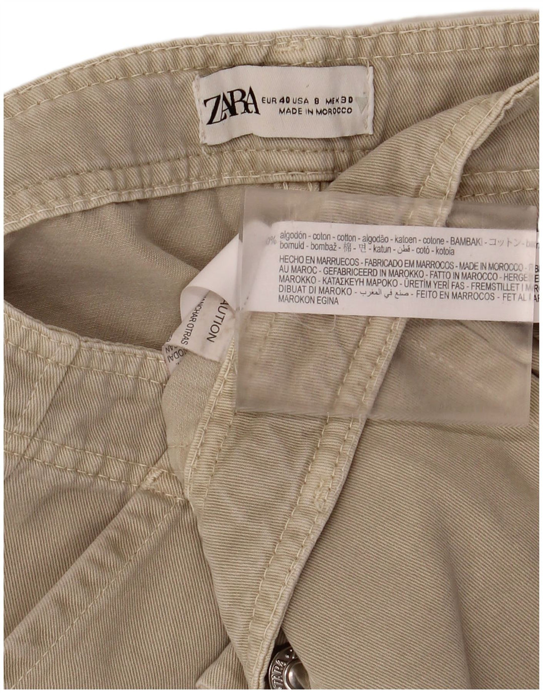 Pantaloni cargo dritti da donna Zara EU 40 medi W30 L32 cotone grigio