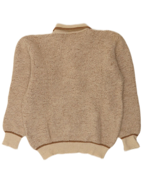 Maglione vintage da uomo con collo alto in lana di alpaca screziata beige medio