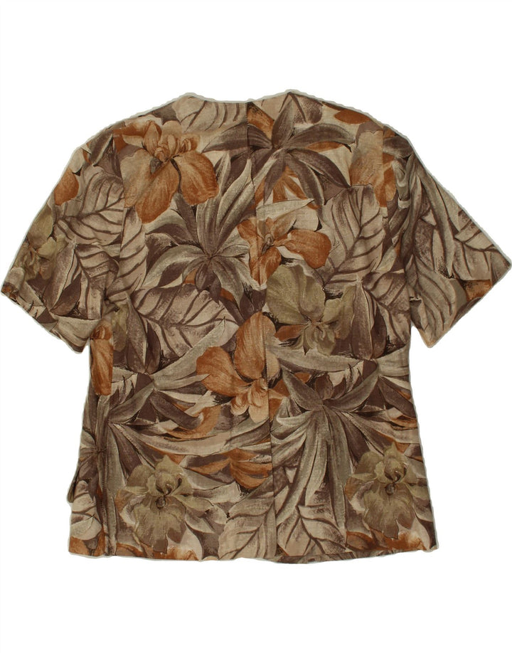 VINTAGE Womens 4 Button Short Sleeve Blazer Jacket IT 48 XL Brown Floral Vintage Vintage and Second-Hand Vintage from Messina Hembry 