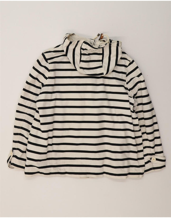Giacca impermeabile oversize con cappuccio da donna Joules UK 18 XL a righe bianche