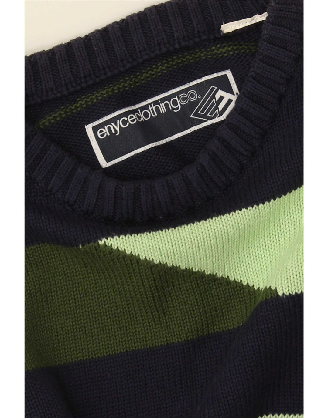 Maglione girocollo da uomo vintage a righe grandi blu navy