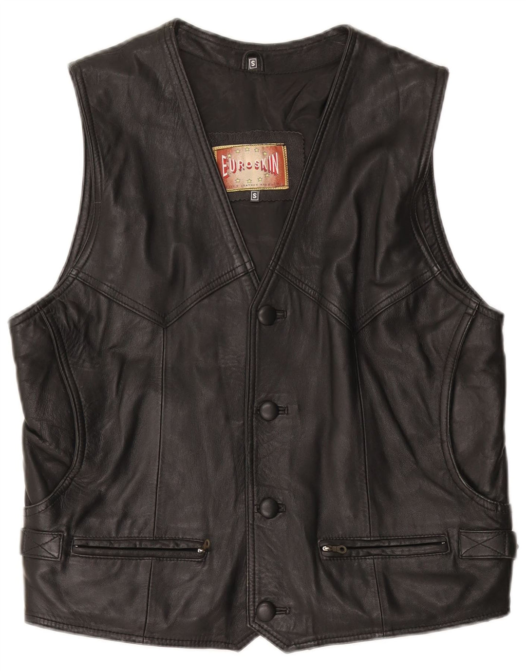 Gilet in pelle da uomo VINTAGE piccolo nero