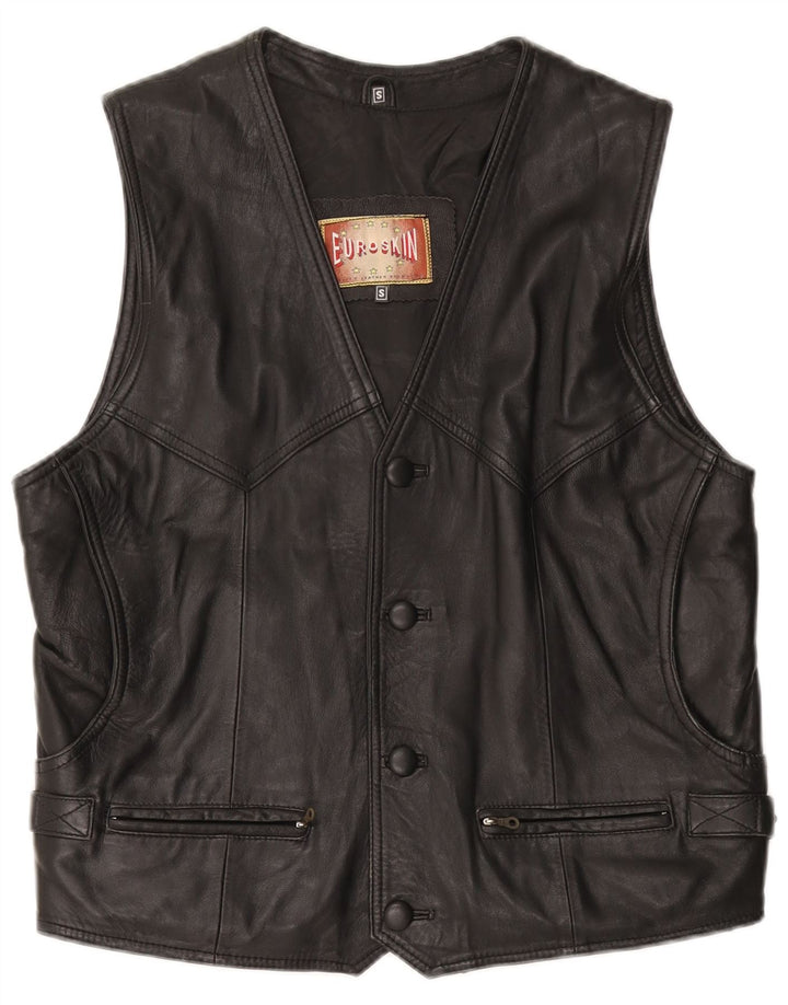 Gilet in pelle da uomo VINTAGE piccolo nero