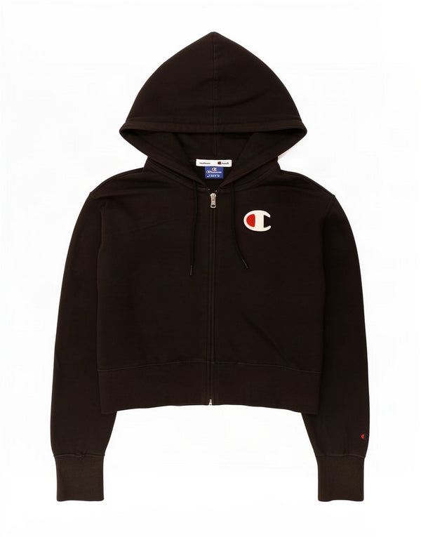Maglione con cappuccio e zip corta da donna Champion UK 10 piccolo cotone nero